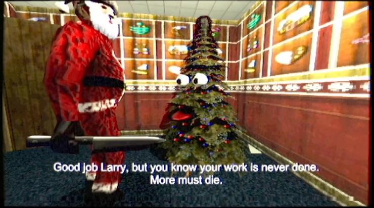 Christmas Massacre - a christmas tree tells santa to kill