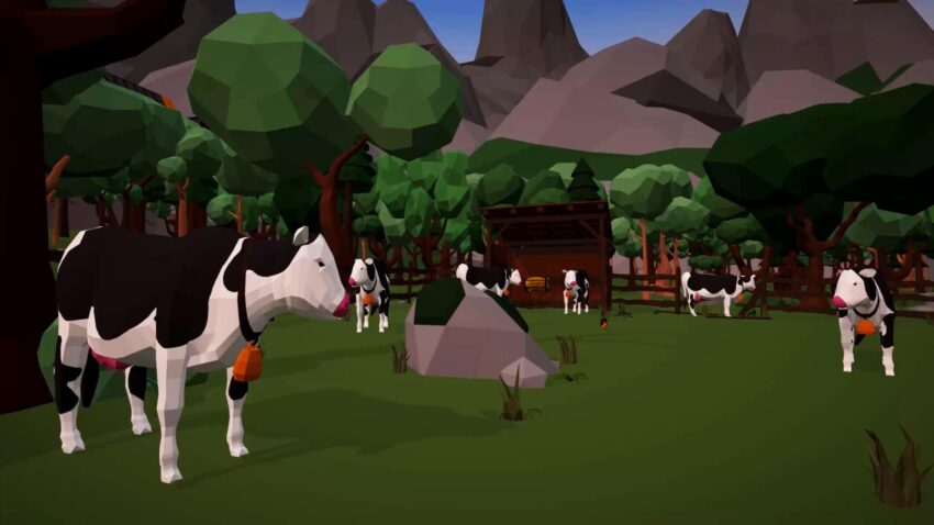 the cow game - several cows in a field