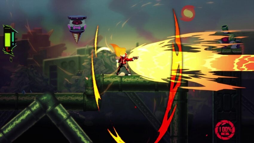 GIGABUSTER - a female-presenting character launches a massive fireball