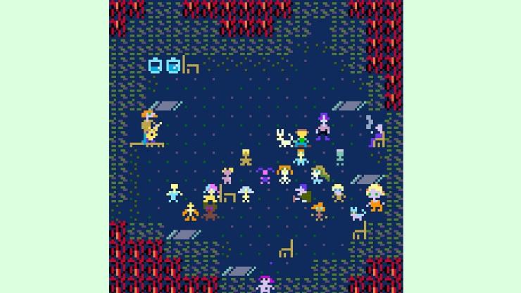 indie game year 2022 - people gathered around someone playing guitar in a bomb shelter