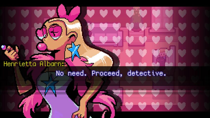 RE:CALL -a female-presenting person in a purple dress wearing pink glasses