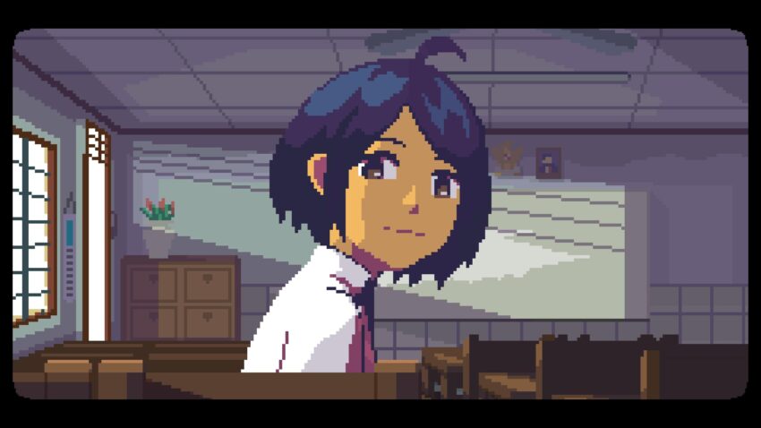 Space for the Unbound - a kid in a school looks back at you