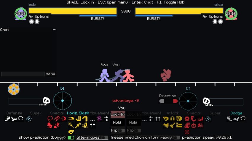 YOMI HUSTLE - a stick figure slices at another red stick figure