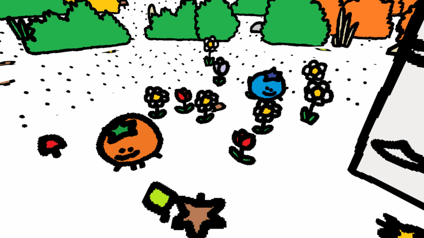 Berry People - some living pieces of fruit play among the flowers