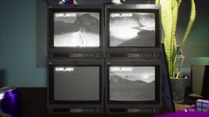 Interference Dead Air - an array of black and white security feeds on four monitors