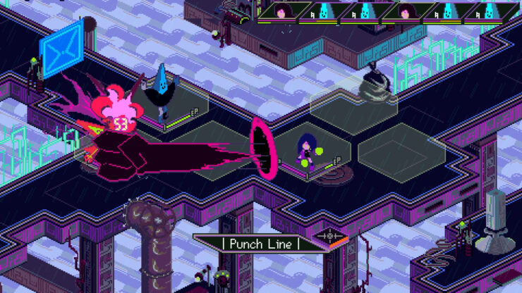 Keylocker - A character fires off a colossal punch at an enemy, decimating it.