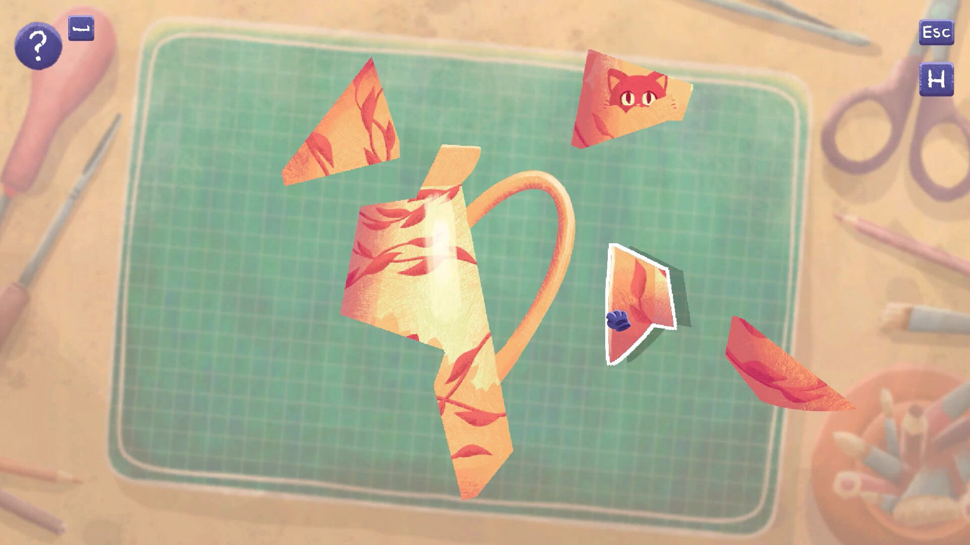 Magic Cats Pots - A broken coffee mug being put back together.