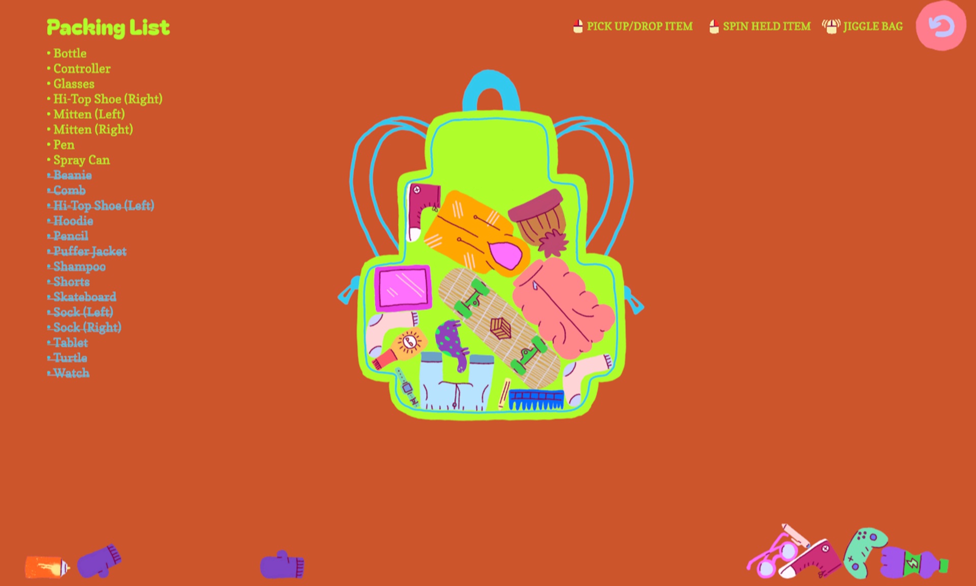 Snug - a jumble of skateboards and tablets inside of a green bookbag.