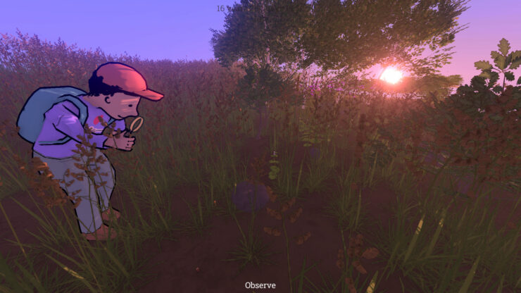 Grow Wild - A youth looking at grass through a magnifying glass.