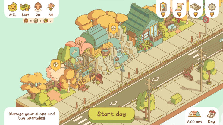 Minami Lane - A street filled with trees, houses, and a waterfall.