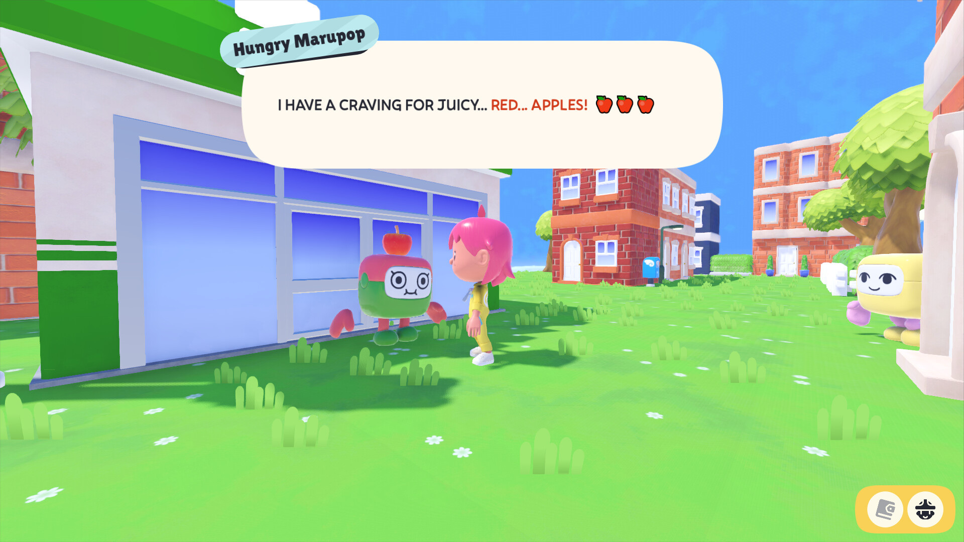 Townbox - A creature with an apple on its head tells you about its hunger for apples.