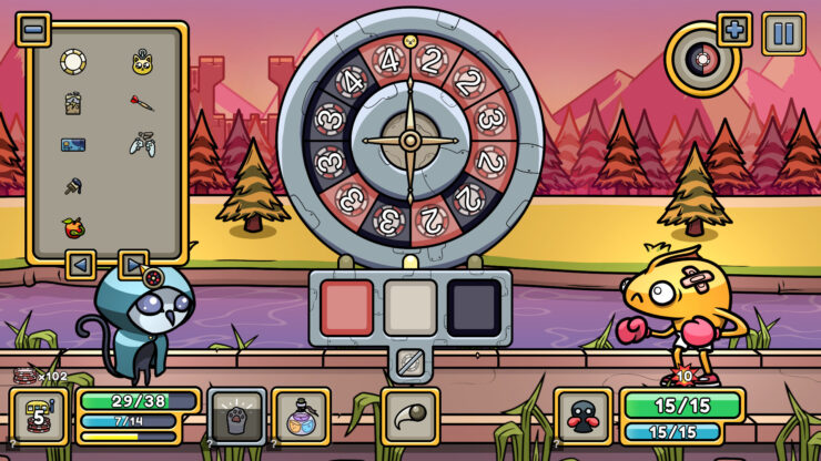 Roulette Dungeon - A pair of strange creatures square off with a roulette wheel between them.
