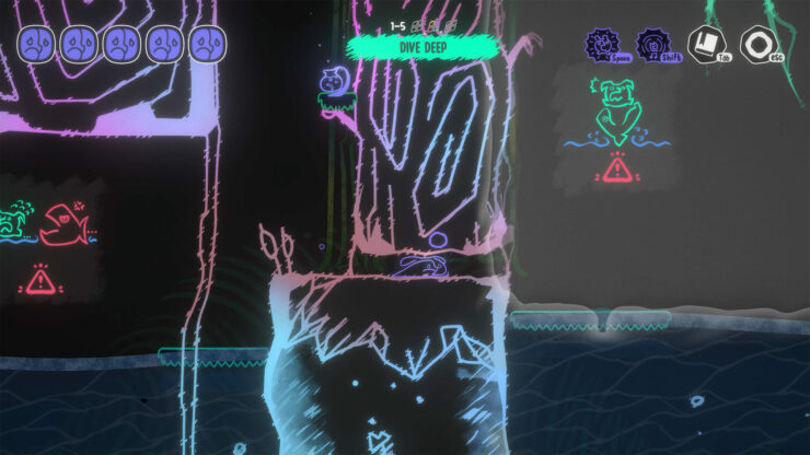 MONOWAVE - A blue creature creeps through through a small cave.