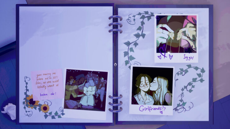 The August Before - A scrapbook of pictures of a pair of young women.