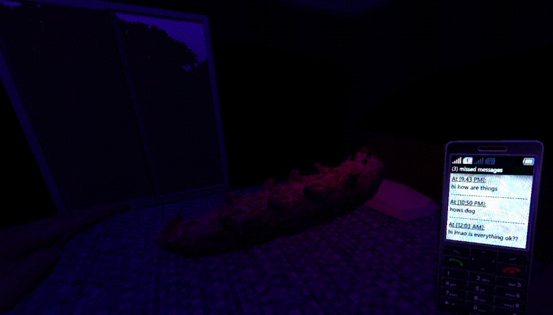 petsitting - a worm-like creature is lying on a bed but having trouble sleeping.