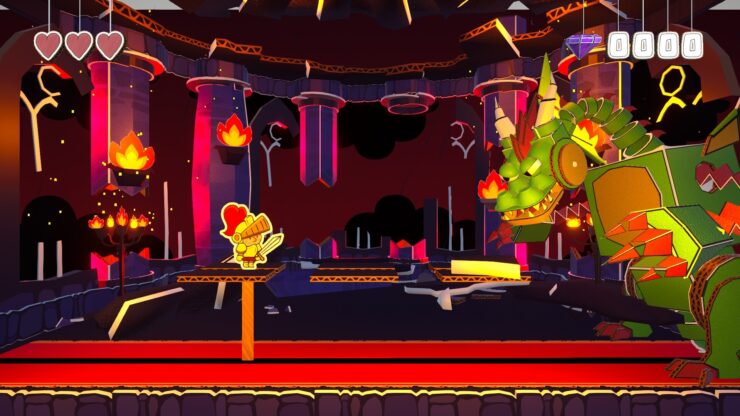 Paper Knight - A paper cutout of a knight battles a dragon made of cardboard boxes.