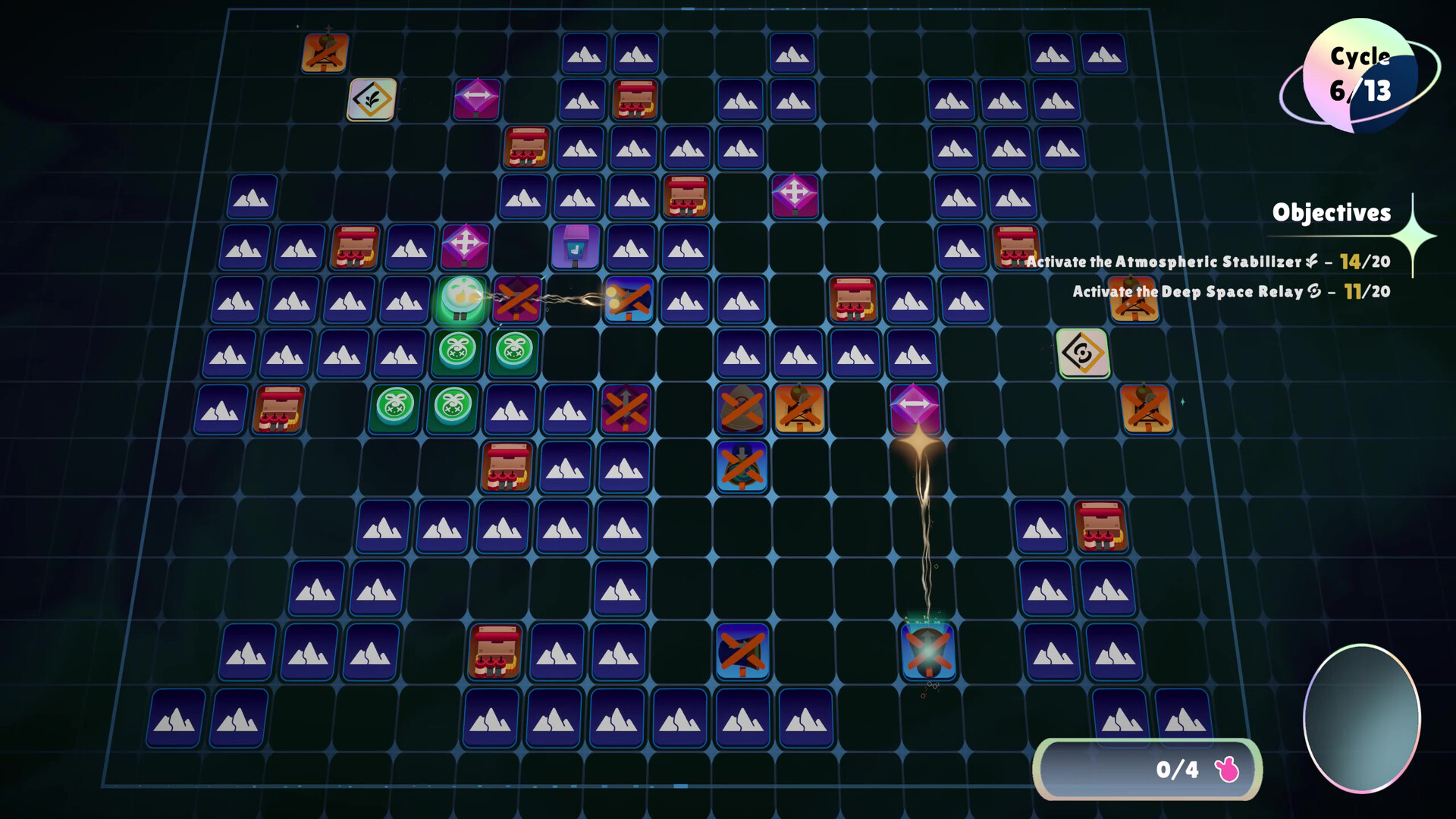 Deckonauts - A grid of various items and objectives.