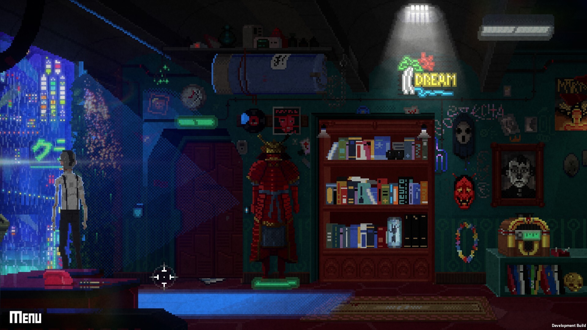 The White Cat’s Dark Affair - An assassin look sout a window at a neon-lit city.