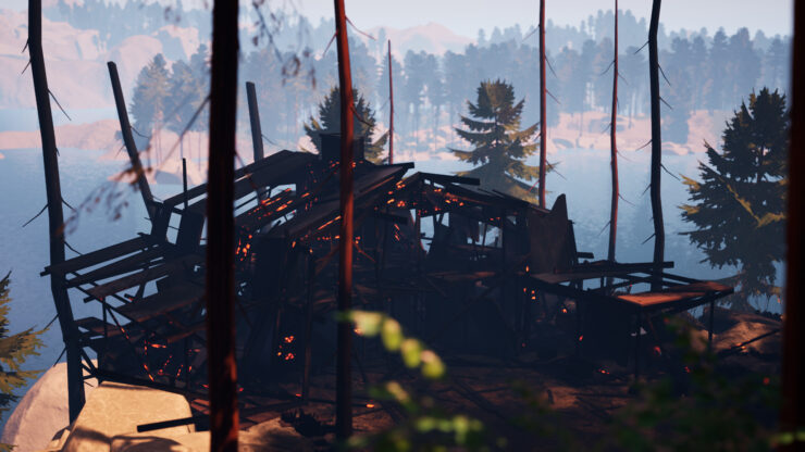 We Stay Behind - a building that has been ruined by fire.