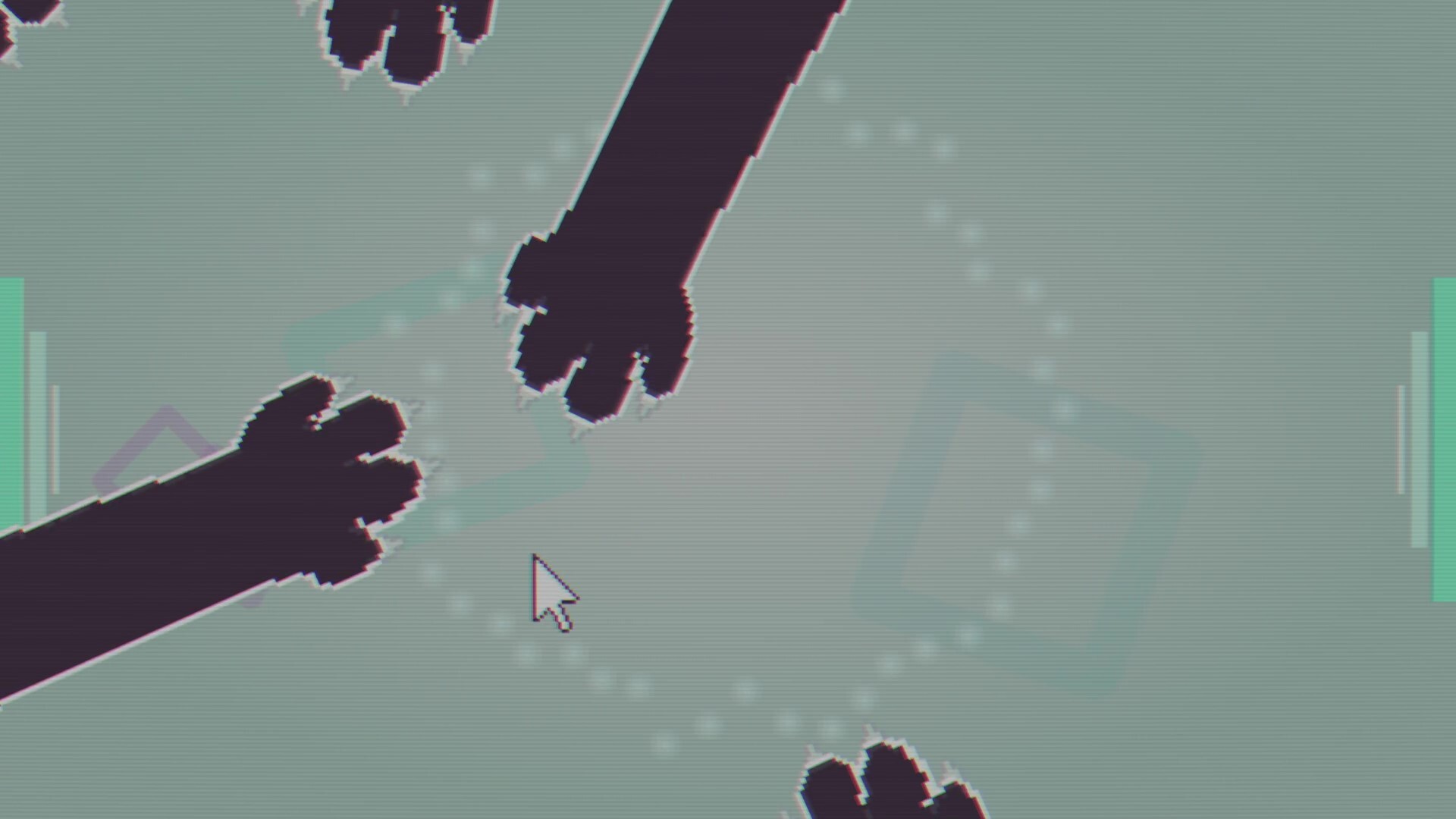 Overbit - Cat paws reach for a cursor on a computer screen.