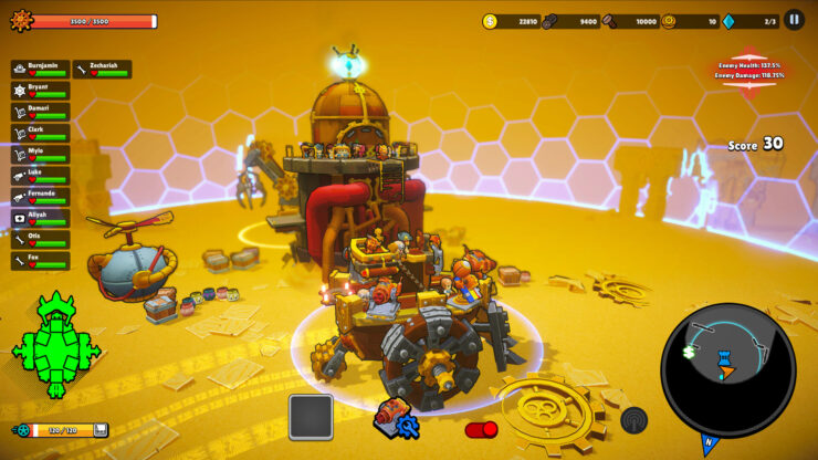 Zombie Rollerz - A Wooden tank rolls past some strange machines in a desert.
